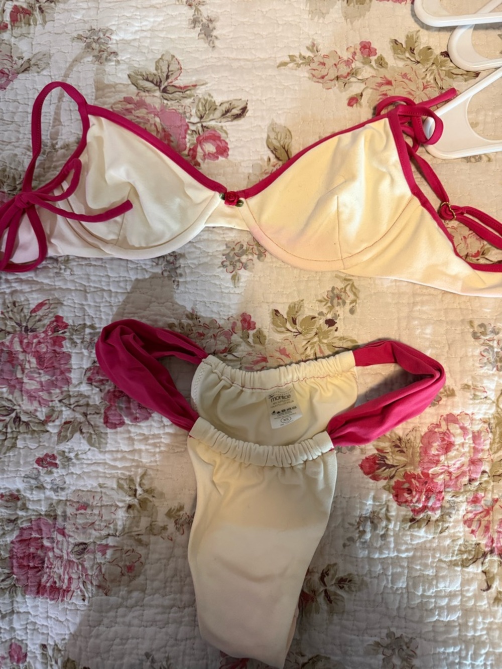Montce Cream Bikini with Hot Pink Trim